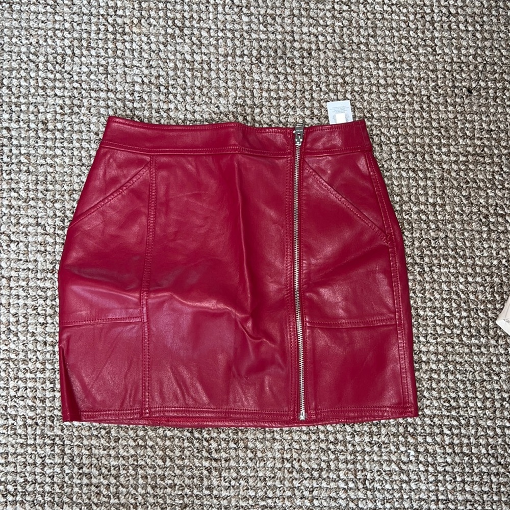 Express red leather skirt